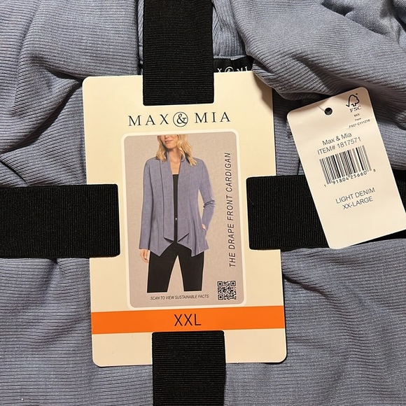 Max & Mia Women's Lightweight Draped blue Cardigan with Pockets butter soft - Picture 4 of 6